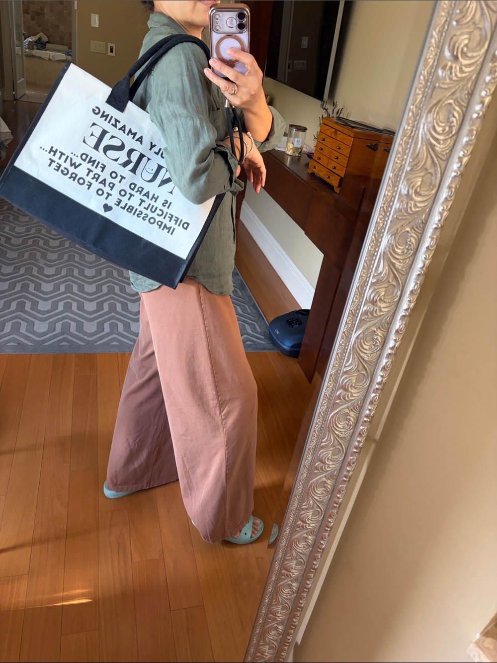 Canvas Tote Bag with Black Trim - Classic Two-Tone Carryall